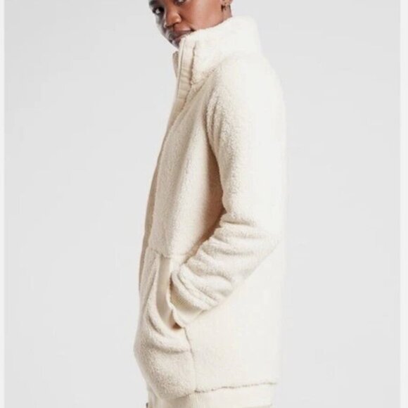 Athleta Tugga Coat size Large Sherpa Coat Natural Size Large - Picture 2 of 10